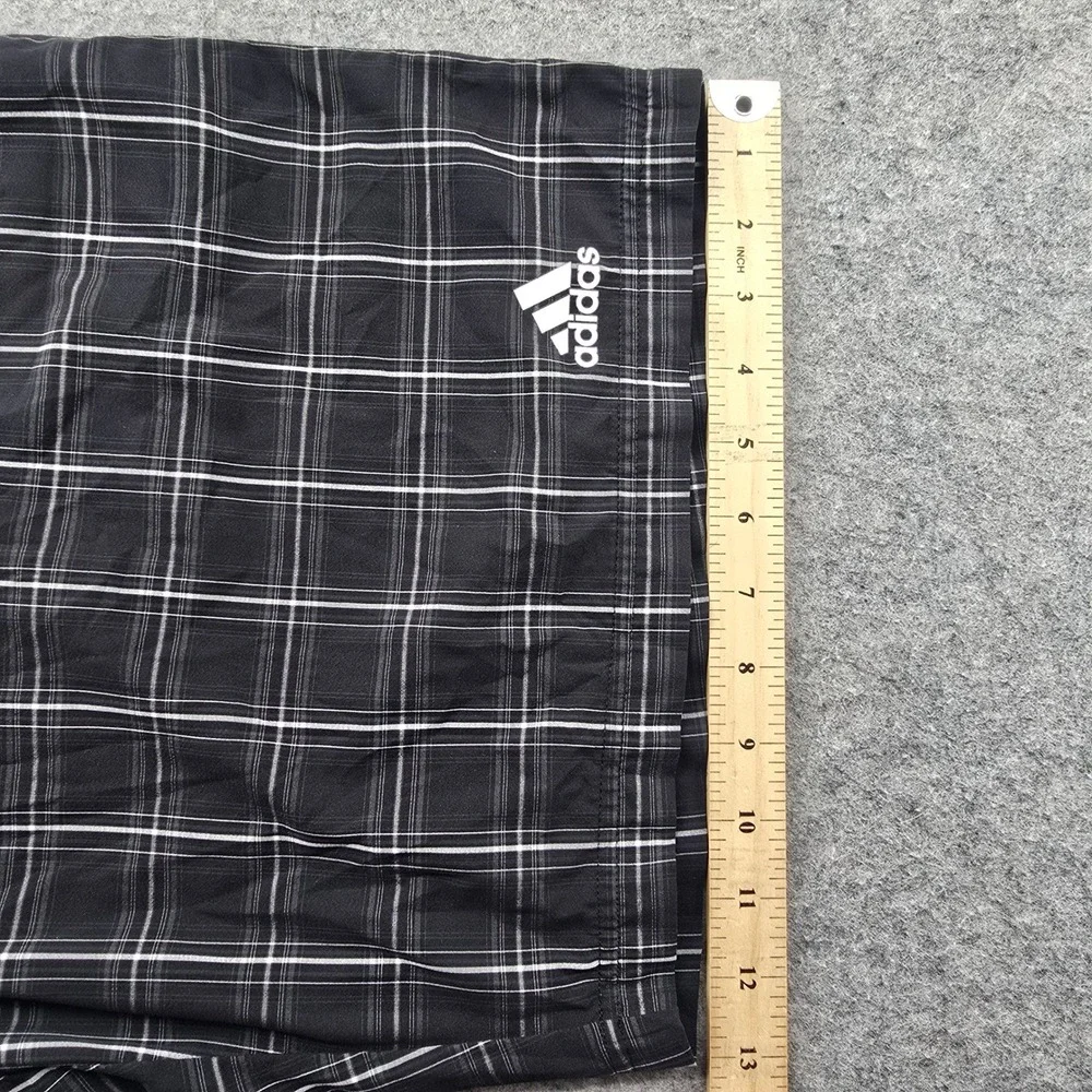 Adidas Plaid Athletic Performance Golf Shorts Men XL Black Climalite Train 10.5